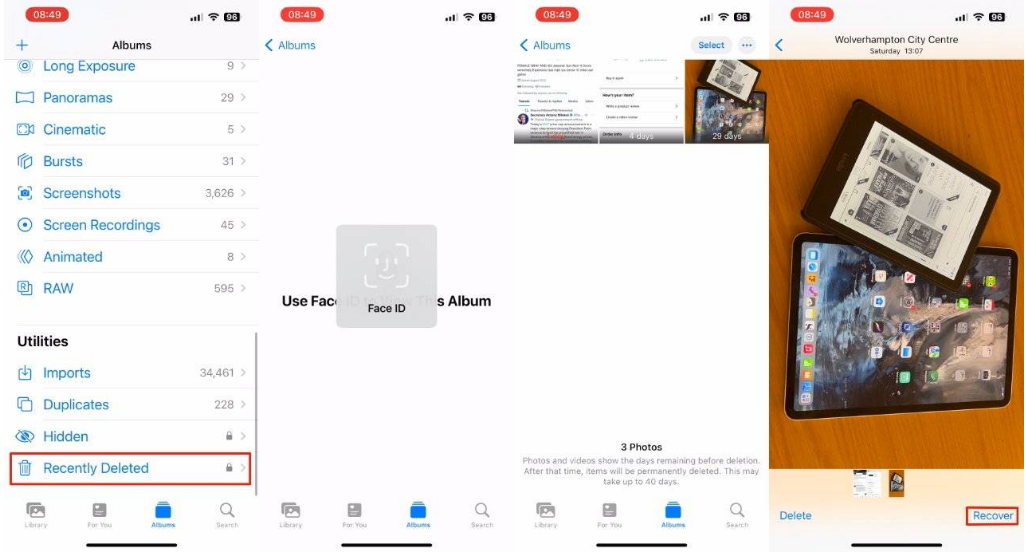 寿阳苹果14维修分享 iPhone14 上恢复已删除的照片 