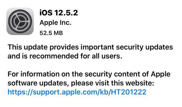 寿阳苹果手机维修分享iOS12.5.2发布，建议所有老苹果用户安装 